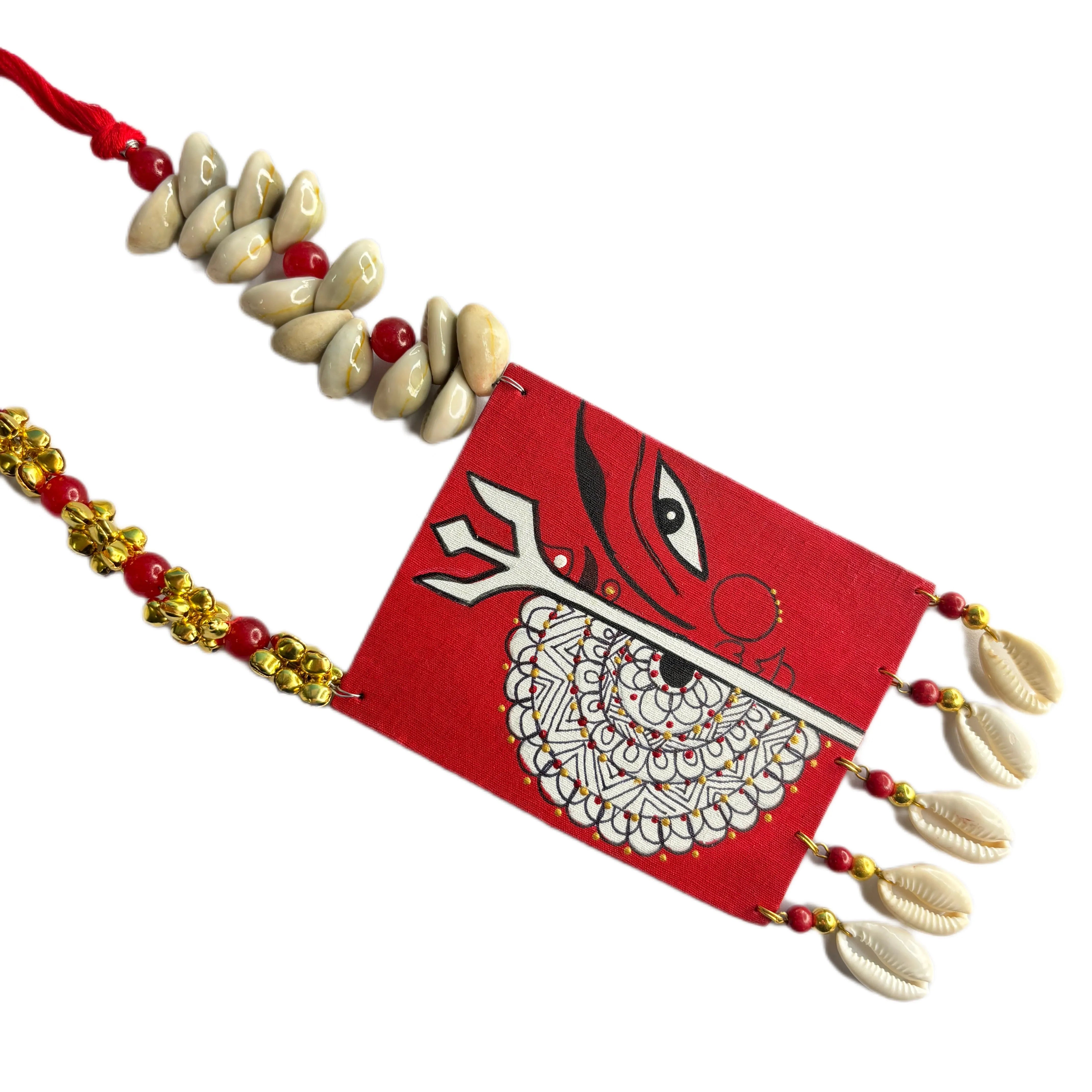 khoj city Durga Mandala  Classic Multi Color Hand Painted (Necklace) HP-NP-036