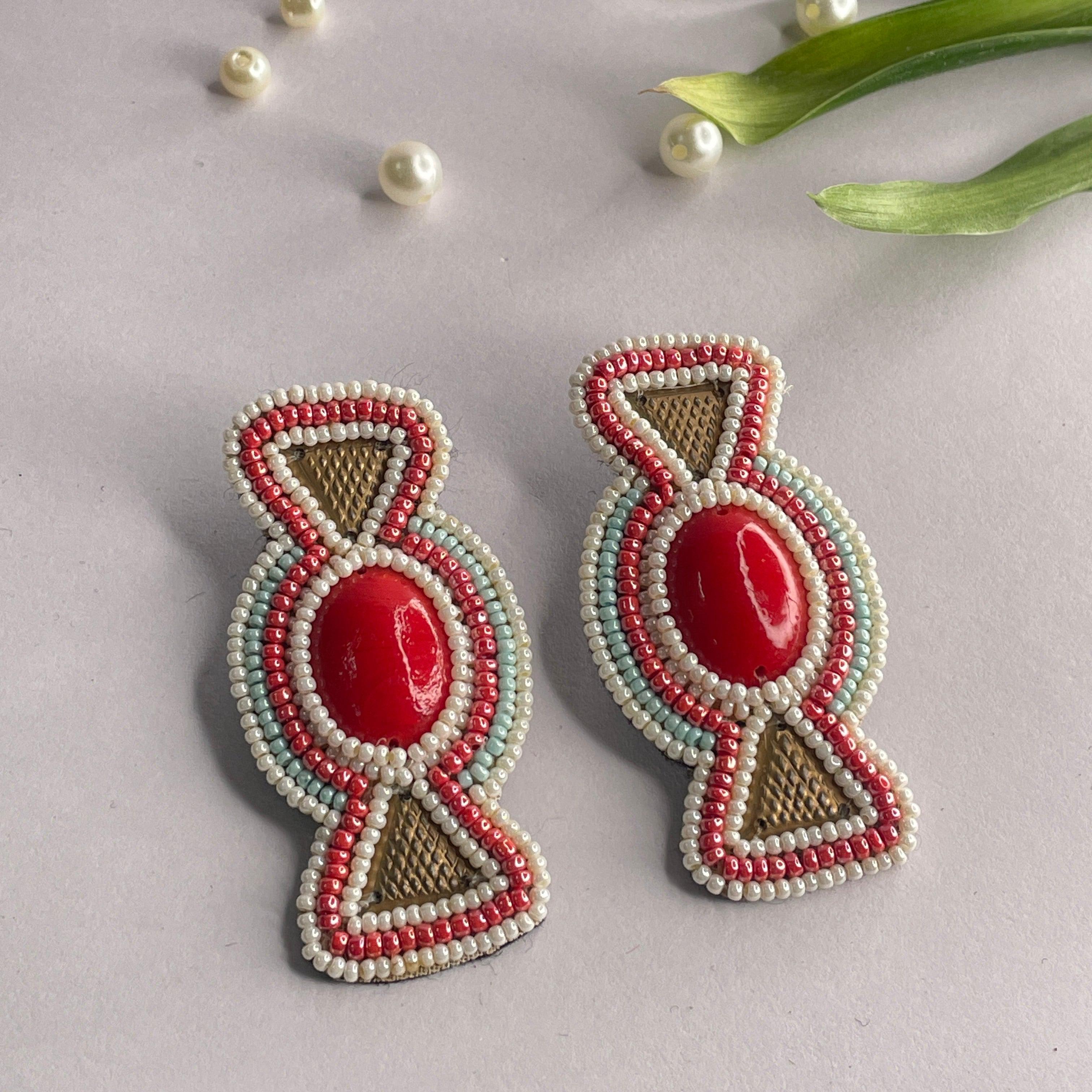 Handmade Embroidered (Earring ) United By Craft - 582 - KHOJ.CITY