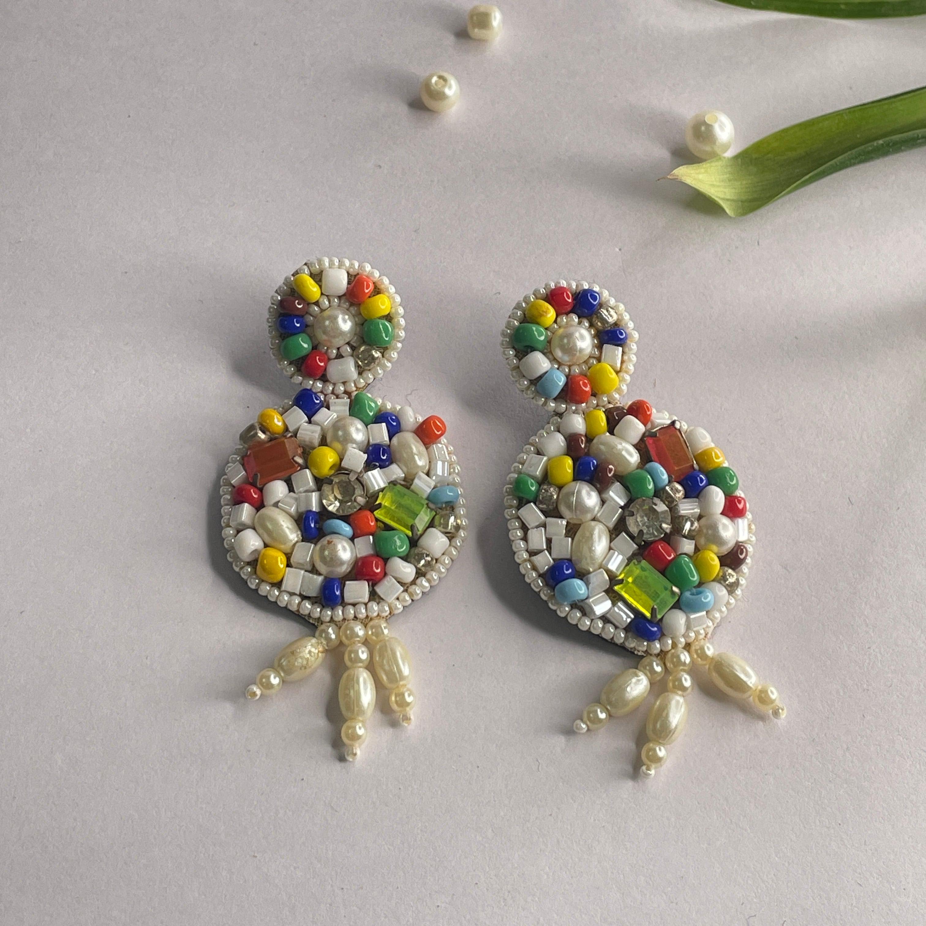 Handmade Embroidered (Earring ) United By Craft - 624 - KHOJ.CITY