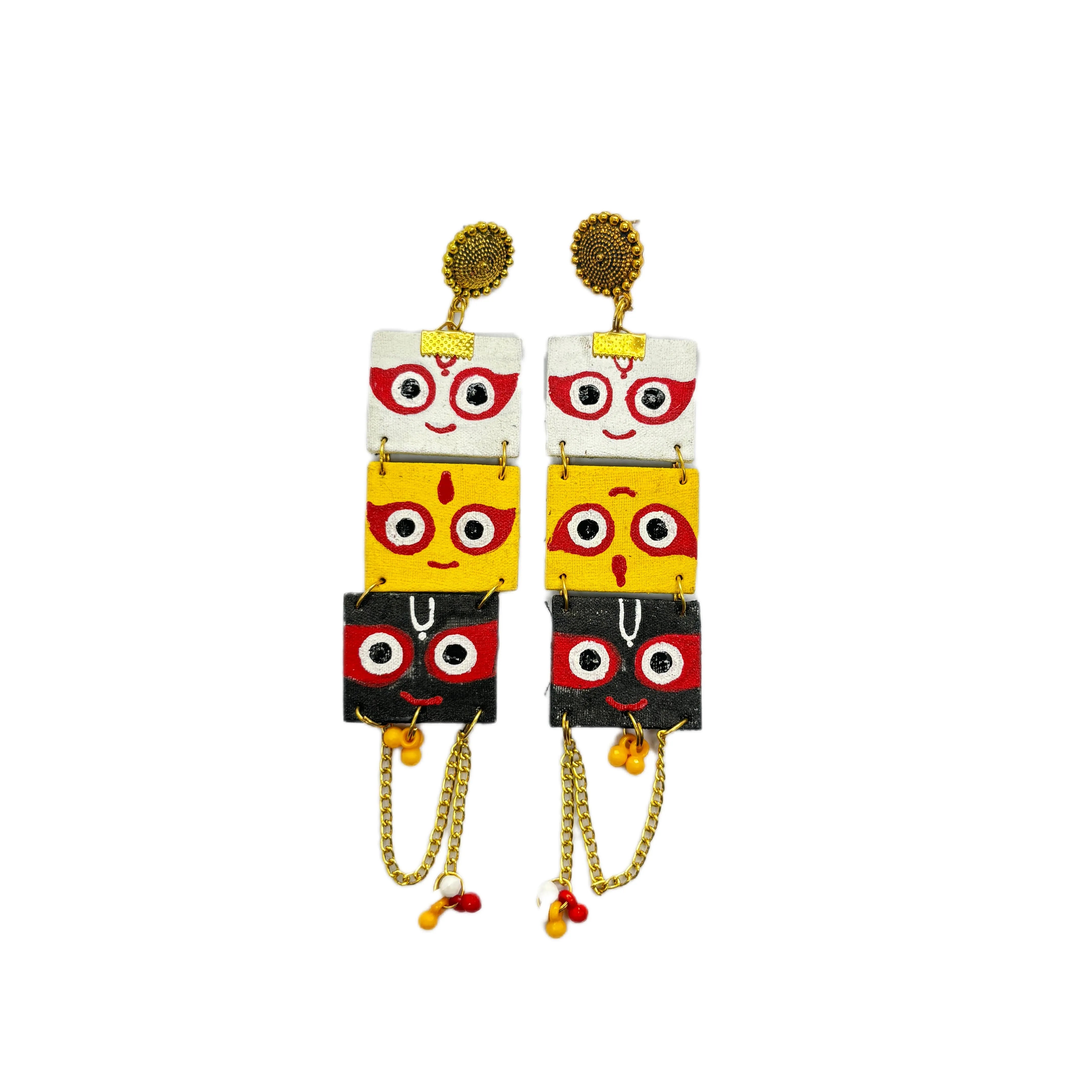 Keshava Puri Jagannath Traditional Multi Color Hand Painted Drop (Earrings) HP-ER-160 - KHOJ.CITY