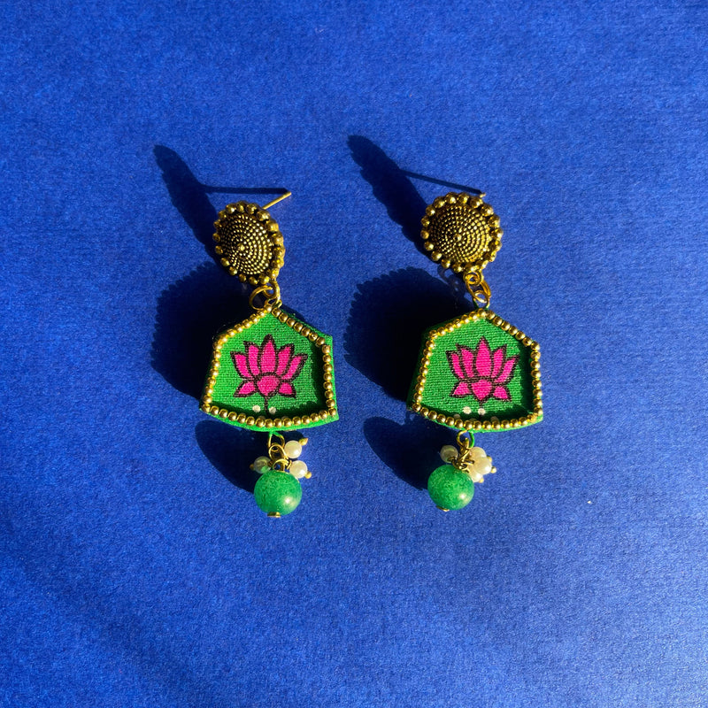 khoj city Mini / Green Hemlata Handpainted (Earrings)