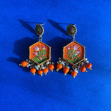 khoj city Mini / Orange Dianthus Handpainted (Earrings)