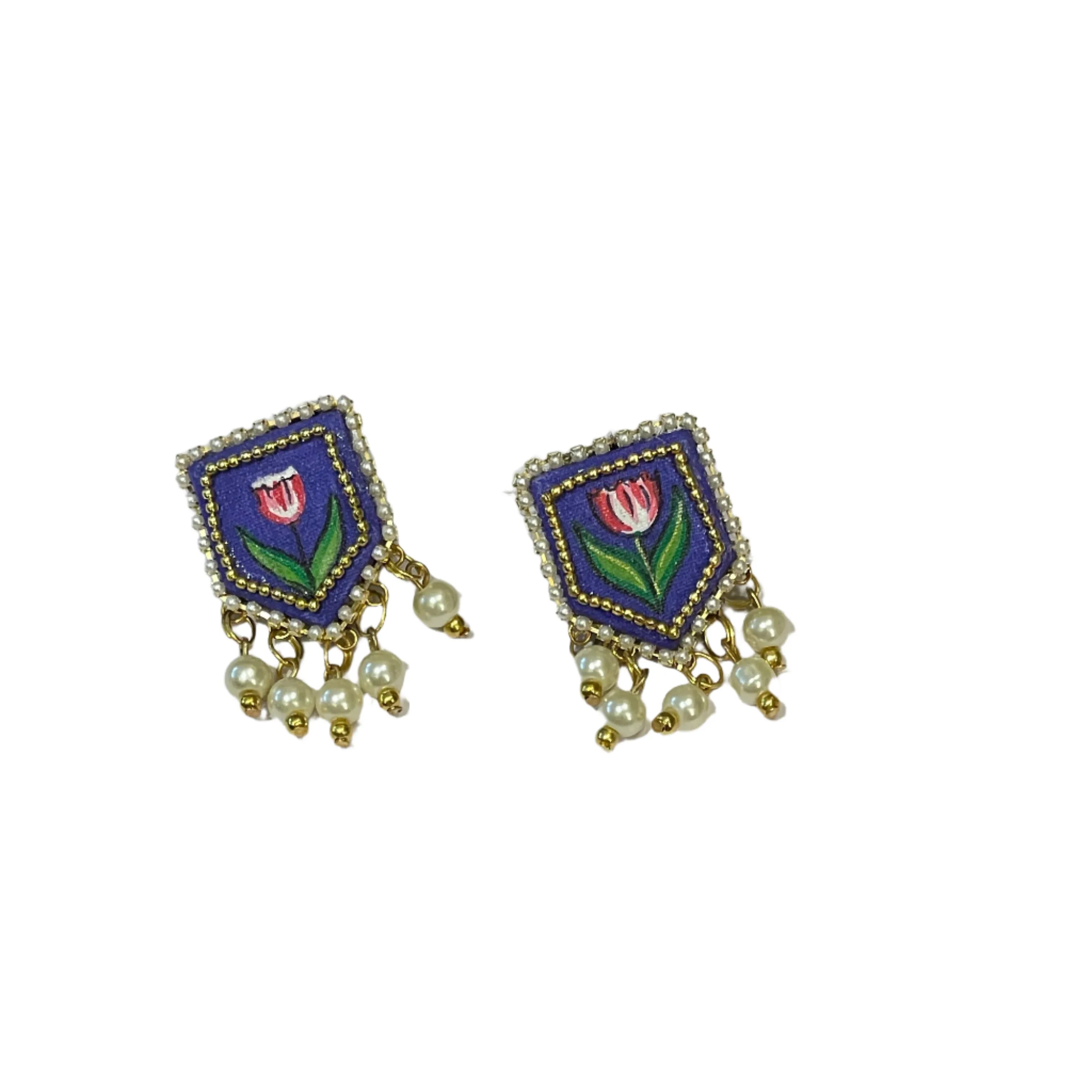 Mini Classic Multi Color Hand Painted Stud (Earrings) HP-ER-103 - KHOJ.CITY
