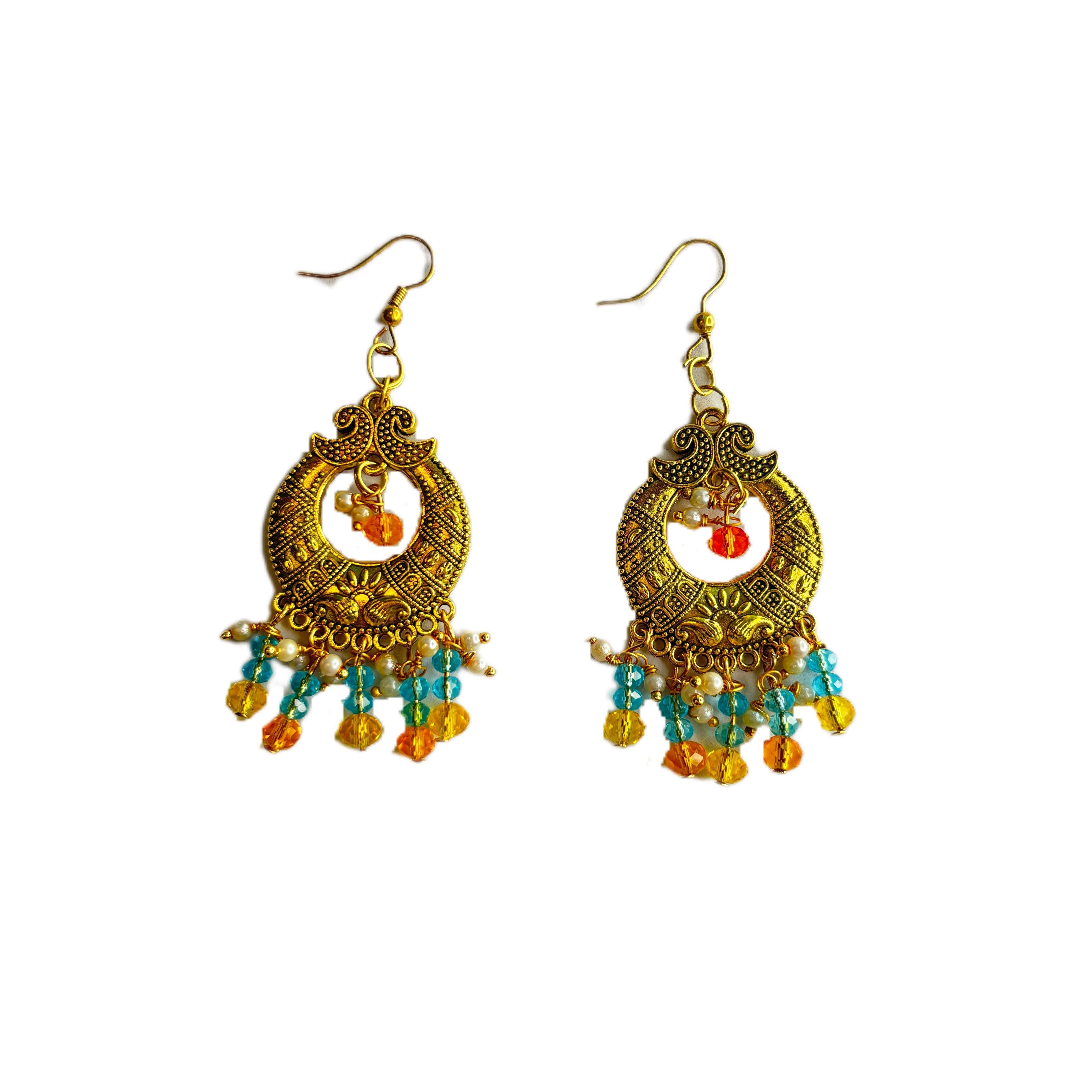 Oxidised Charms Multi Color Handmade Drop (Earrings) HM-ER-003 - KHOJ.CITY