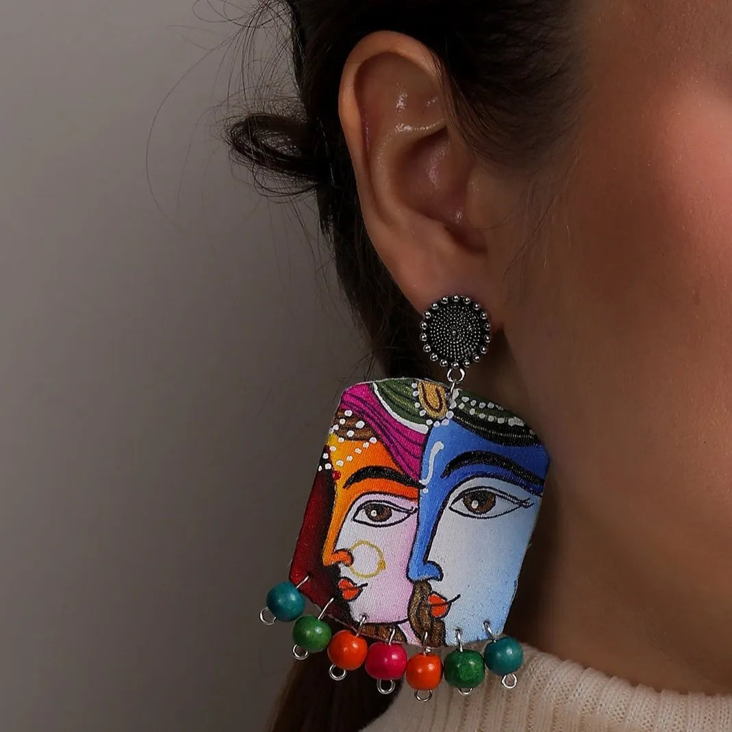 khoj city Raasleela Brij ke Kanha Traditional Multi Color Hand Painted (Necklace Set) HP-NP