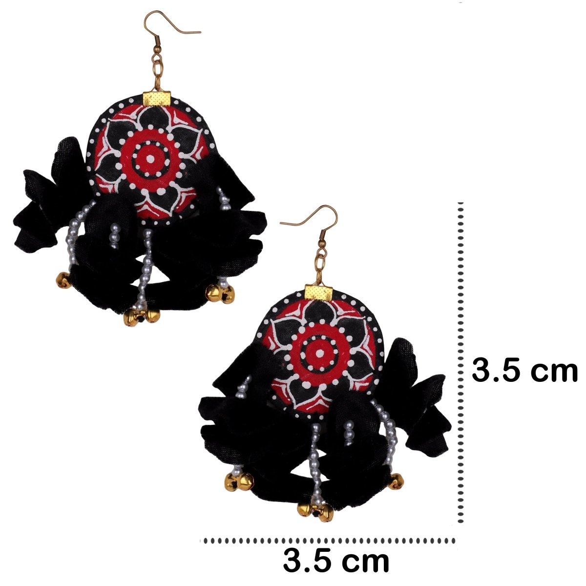 Kolam Traditional Multi Color Hand Painted Drop (Earrings) HP - ER - 092 - KHOJ.CITY