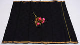 Kota Doria Black Embroidered Saree (Pure Cotton) Code- 016 - KHOJ.CITY