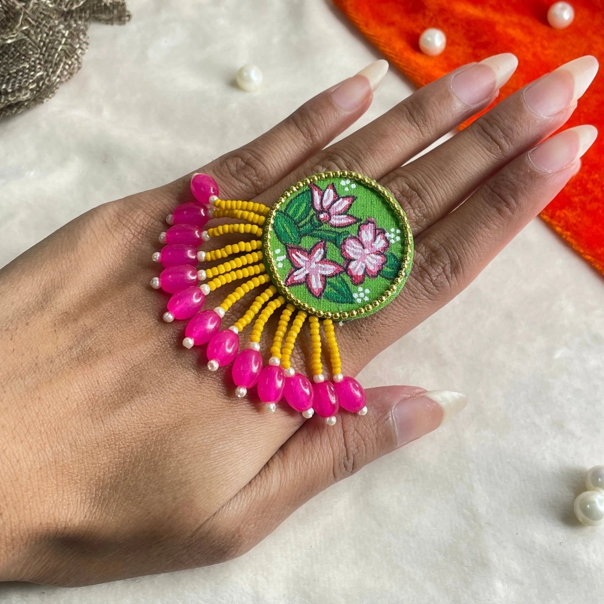 Leafy Classic Multi Color Hand Painted (Ring) HP - RG - 013 - KHOJ.CITY