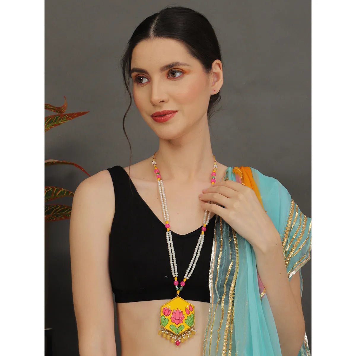 Lily Classic Multi Color Hand Painted (Necklace) HP - NP - KHOJ.CITY