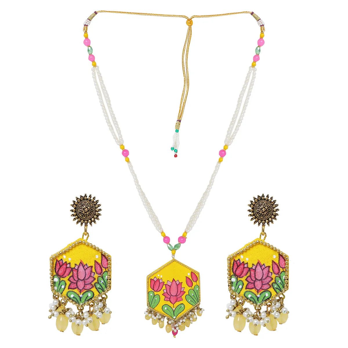 Lily Classic Multi Color Hand Painted (Necklace set) HP - NP - KHOJ.CITY