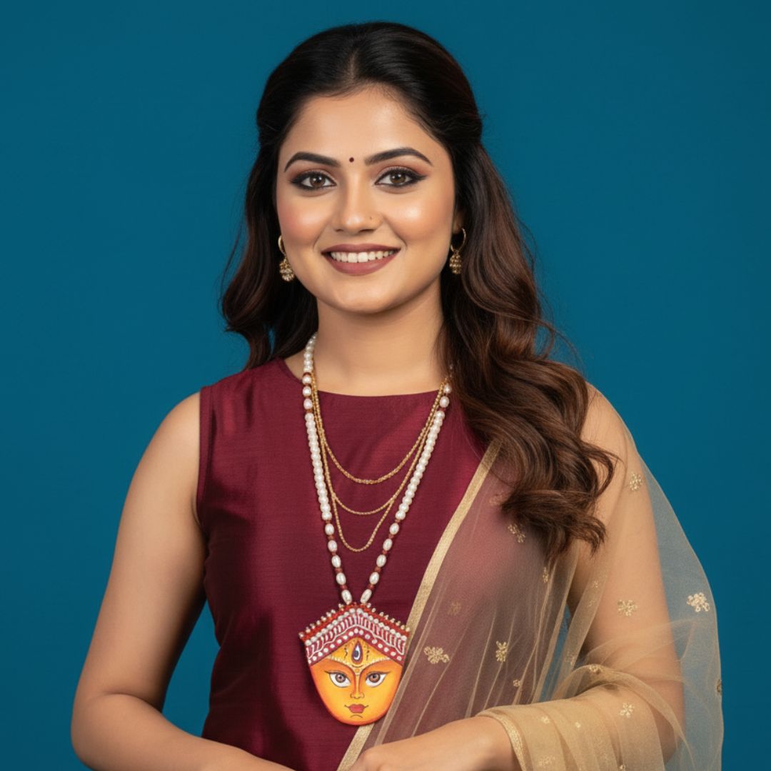 Maa Durga Classic Multi Color Hand Painted (Necklace) HP - NP - KHOJ.CITY