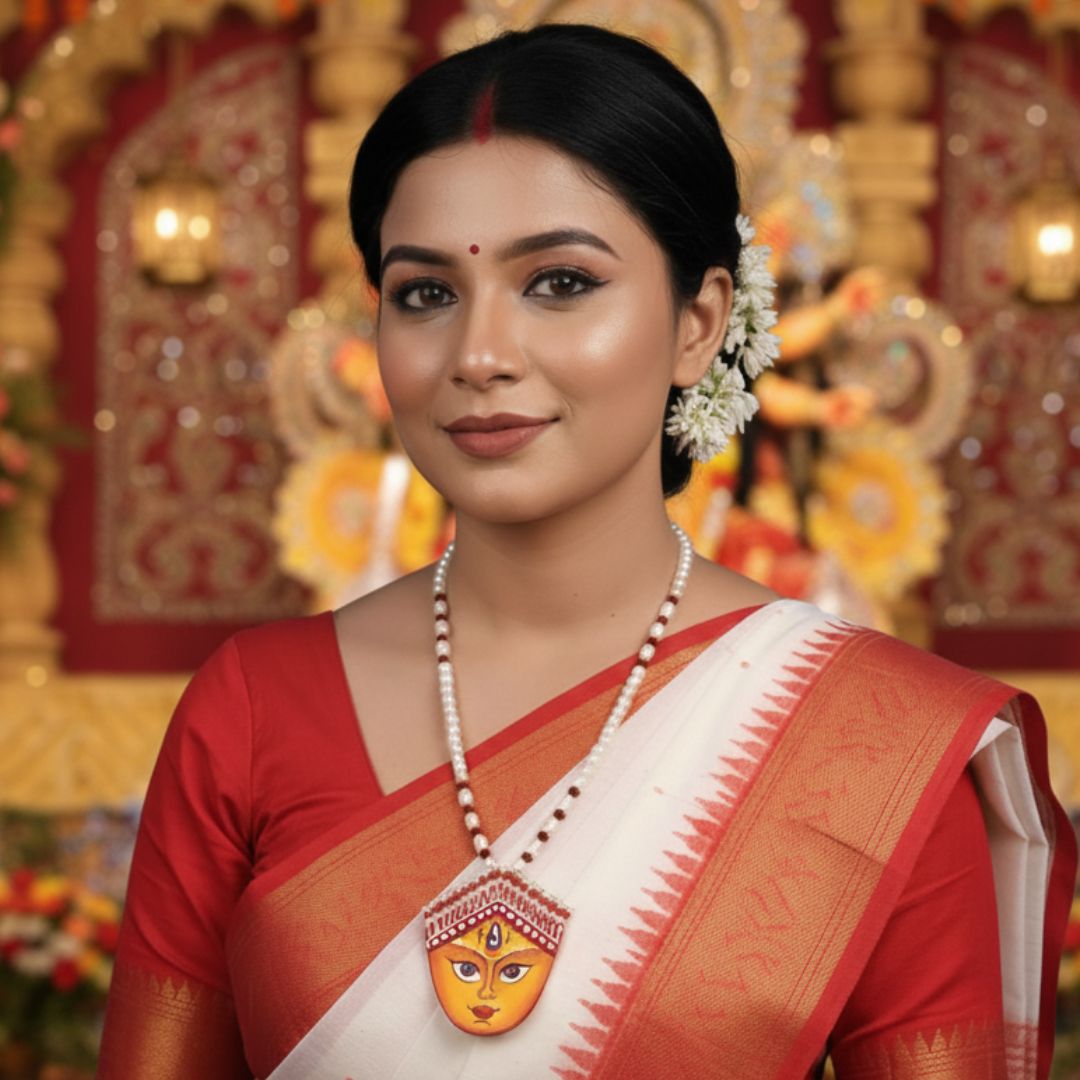 Maa Durga Classic Multi Color Hand Painted (Necklace) HP - NP - KHOJ.CITY