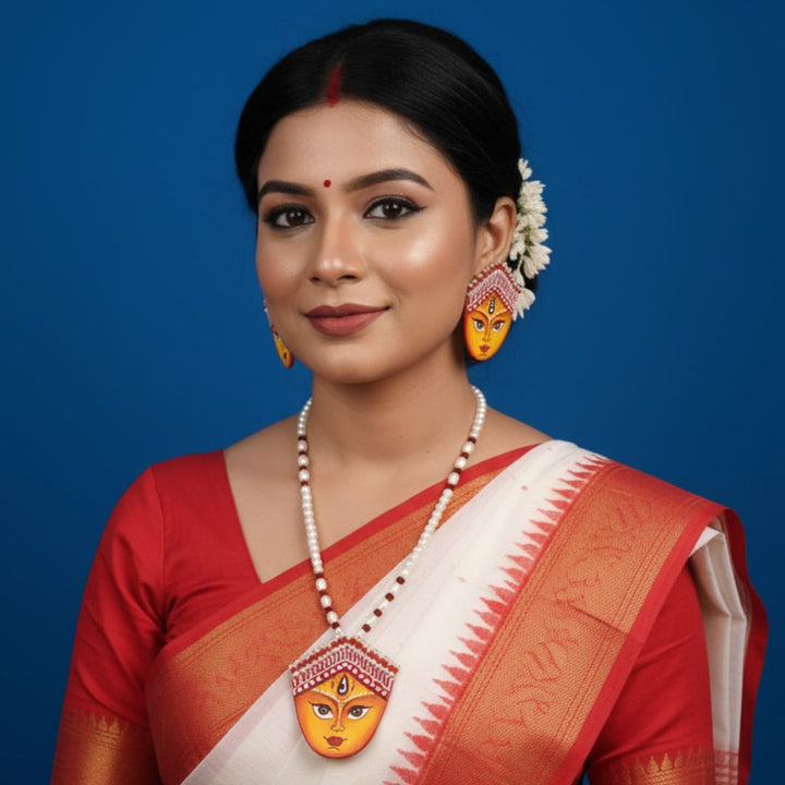 Maa Durga Classic Multi Color Hand Painted (Necklace set) HP-NP