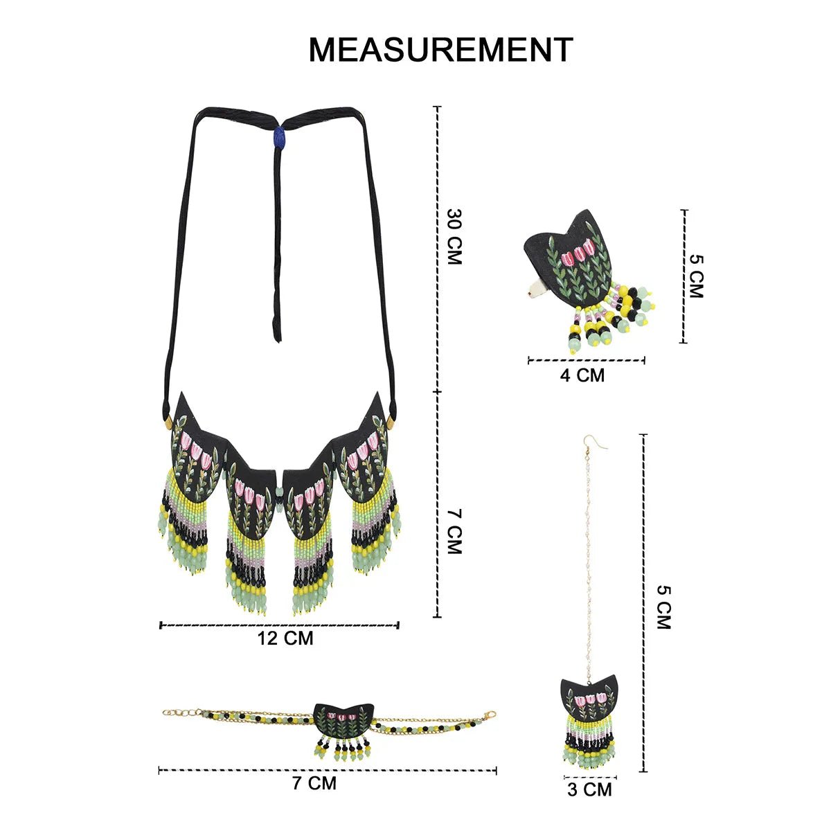 Madge Traditional Multi Color Hand Painted Bridal Jewelry (Shaadi Set) - 020 - KHOJ.CITY
