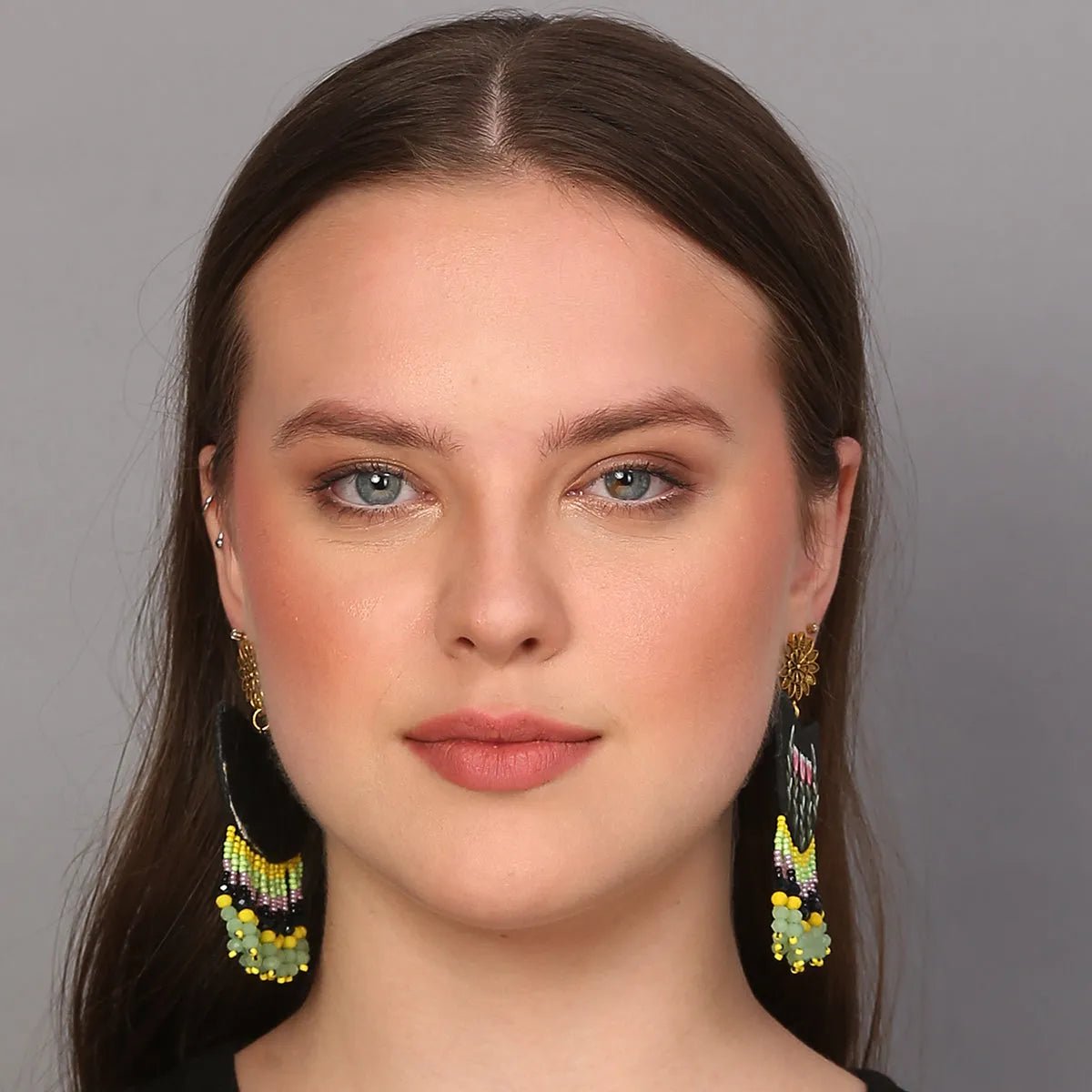 Madge Traditional Multi Color Hand Painted Drop (Earrings) HP - ER - 096 - KHOJ.CITY