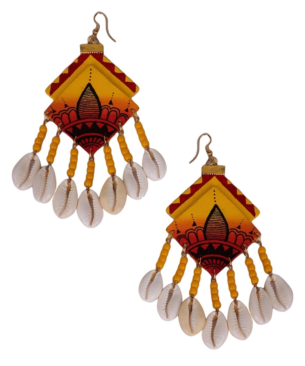 Mahal Bohemian Multi Color Hand Painted Drop (Earrings) HP - ER - 097 - KHOJ.CITY