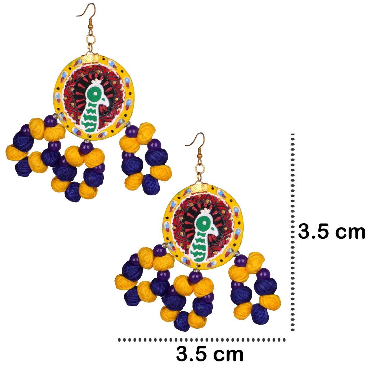 Mayuri Traditional Multi Color Hand Painted Drop (Earrings) HP - ER - 101 - KHOJ.CITY
