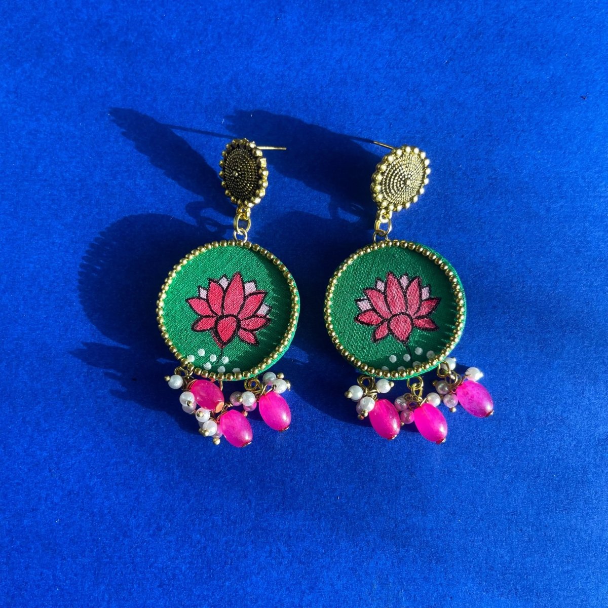 Meera Traditional Green Handmade Drop (Earrings) HP - ER - KHOJ.CITY