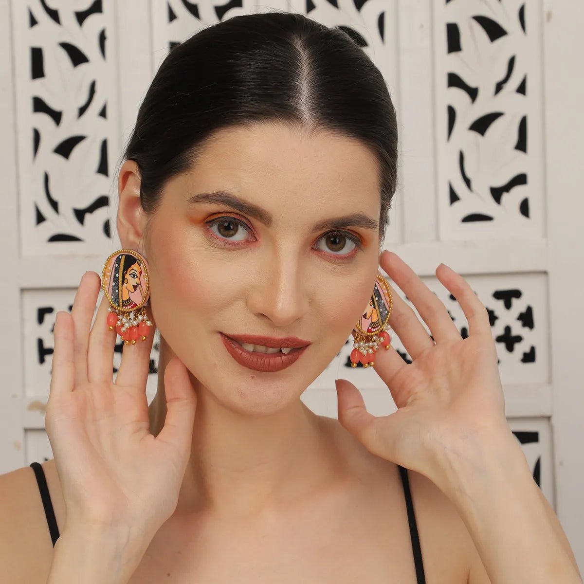 Mini Classic Multi Color Hand Painted Stud (Earrings) HP - ER - 106 - KHOJ.CITY