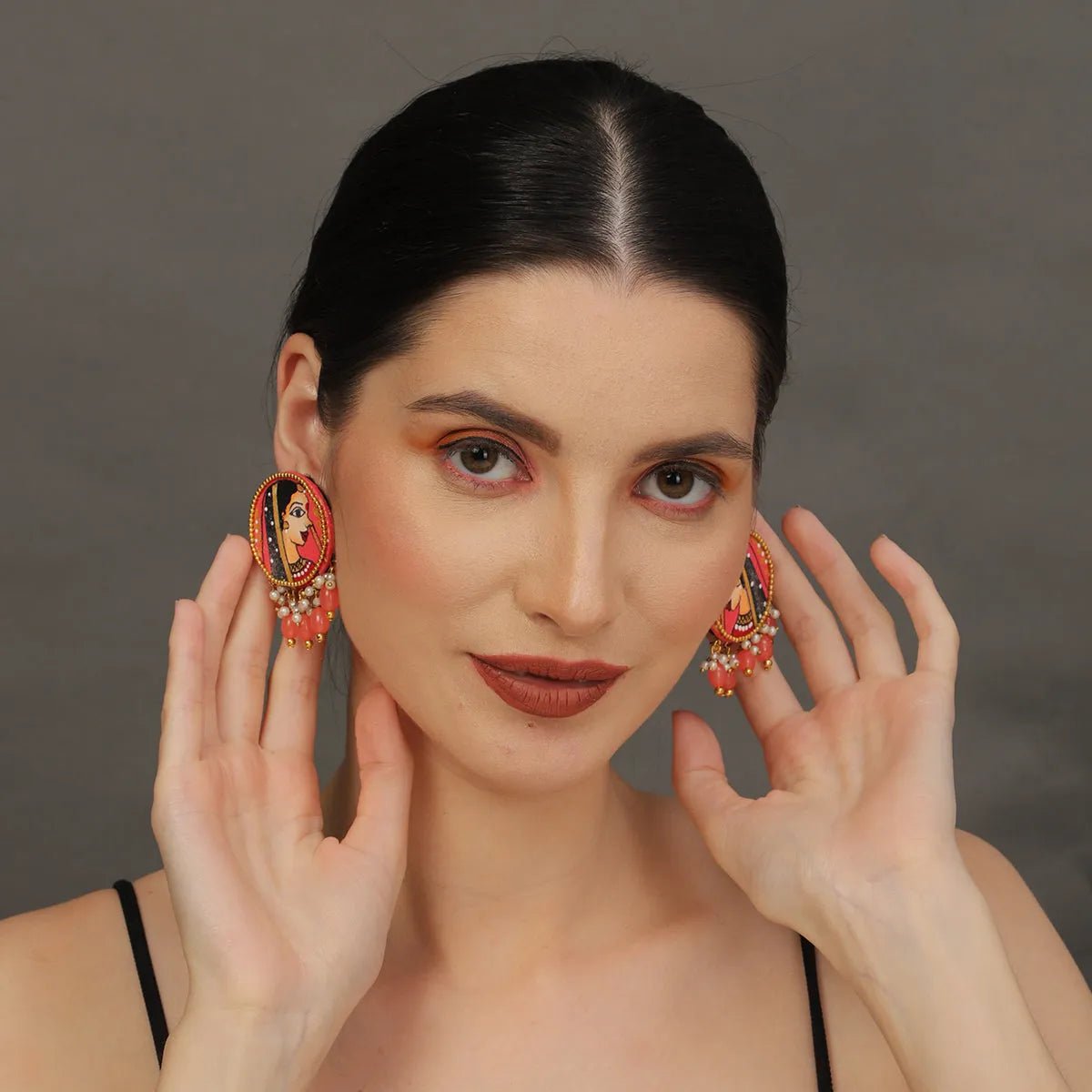 Mini Classic Multi Color Hand Painted Stud (Earrings) HP - ER - 107 - KHOJ.CITY