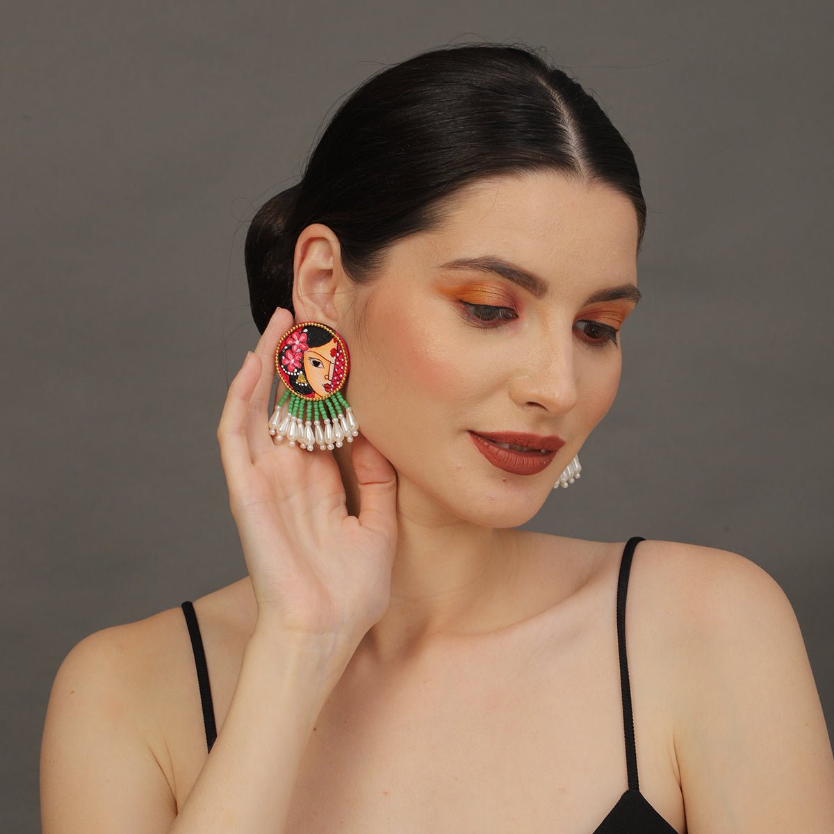 Mini Classic Multi Color Hand Painted Stud (Earrings) HP - ER - 108 - KHOJ.CITY