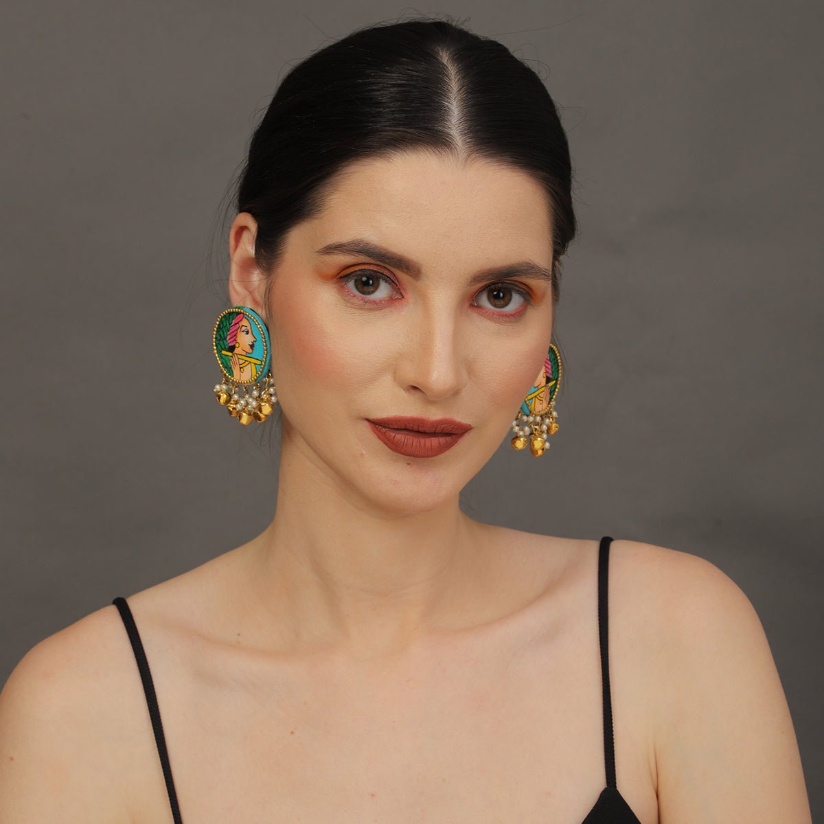 Mini Classic Multi Color Hand Painted Stud (Earrings) HP - ER - 109 - KHOJ.CITY