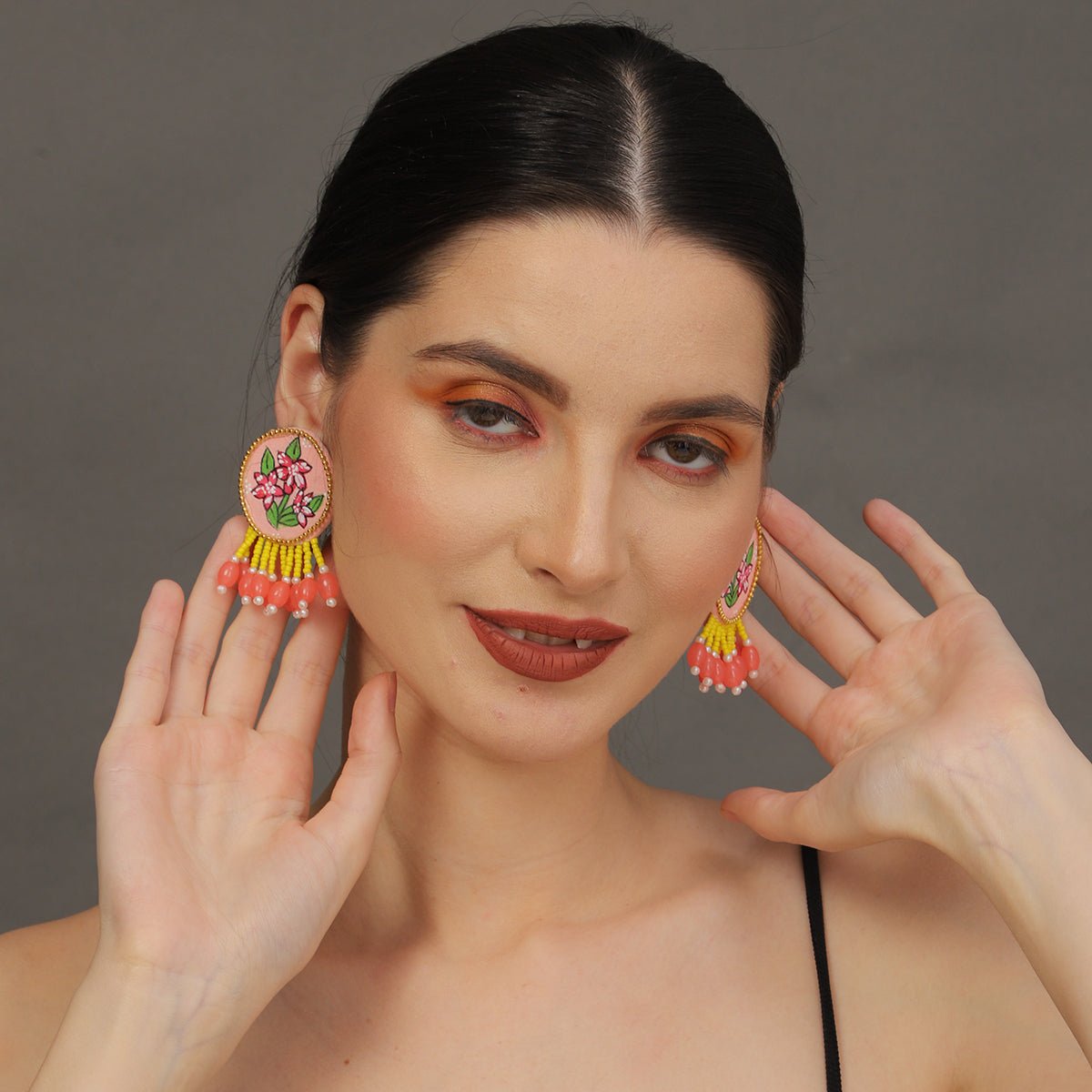 Mini Classic Multi Color Hand Painted Stud (Earrings) HP - ER - 112 - KHOJ.CITY