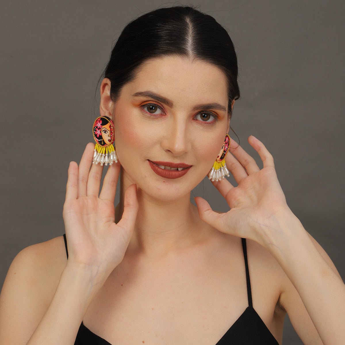 Mini Classic Multi Color Hand Painted Stud (Earrings) HP - ER - 113 - KHOJ.CITY