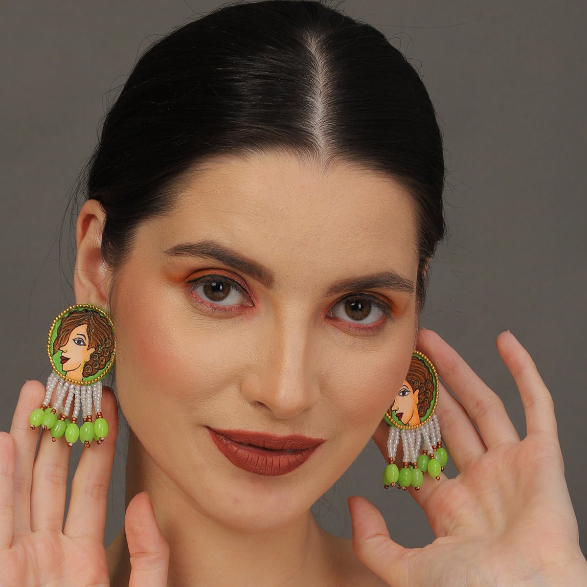 Mini Classic Multi Color Hand Painted Stud (Earrings) HP - ER - 114 - KHOJ.CITY