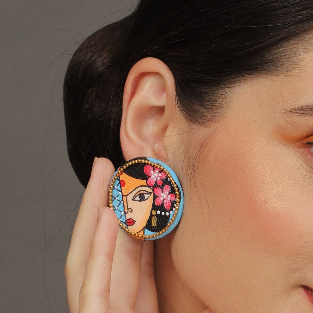 Mini Classic Multi Color Hand Painted Stud (Earrings) HP - ER - 121 - KHOJ.CITY