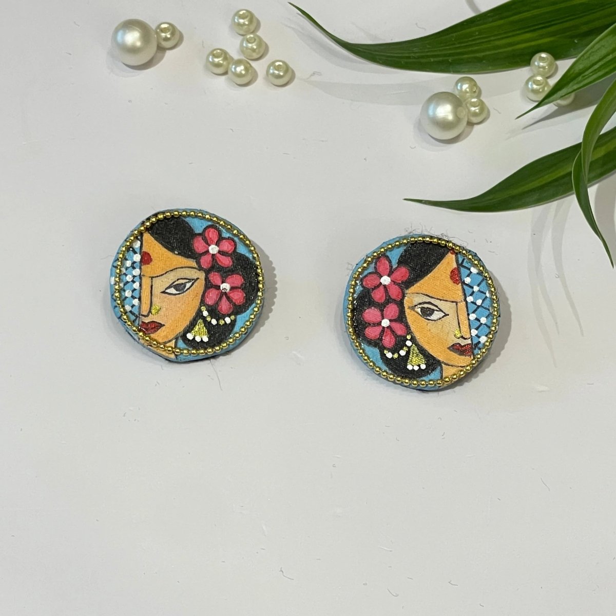 Mini Classic Multi Color Hand Painted Stud (Earrings) HP - ER - 121 - KHOJ.CITY