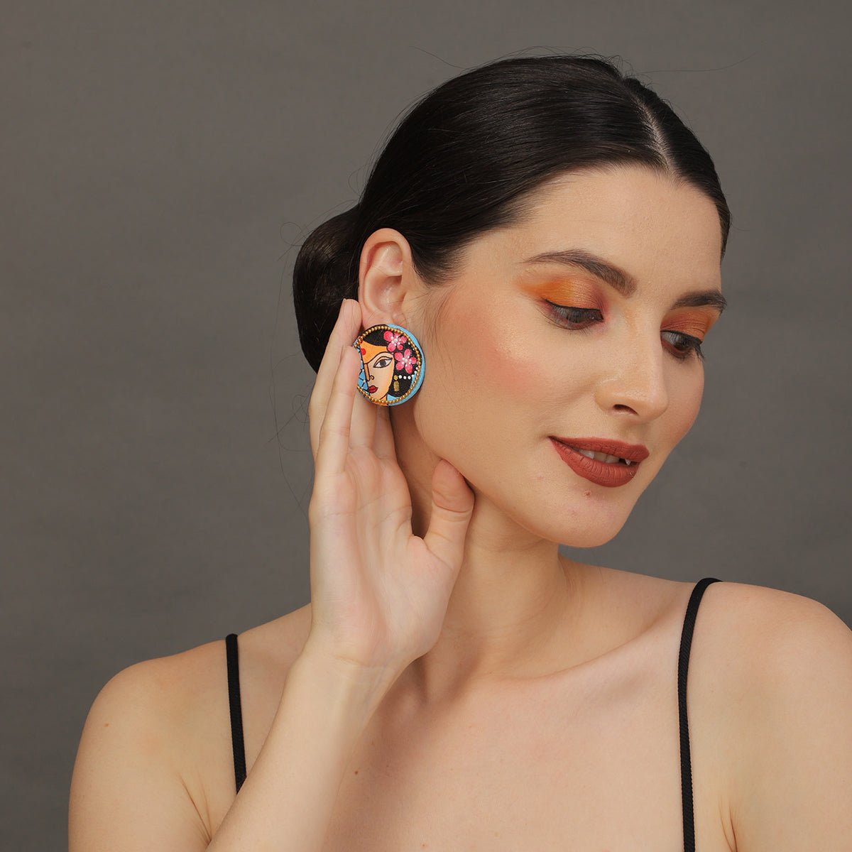 Mini Classic Multi Color Hand Painted Stud (Earrings) HP - ER - 121 - KHOJ.CITY