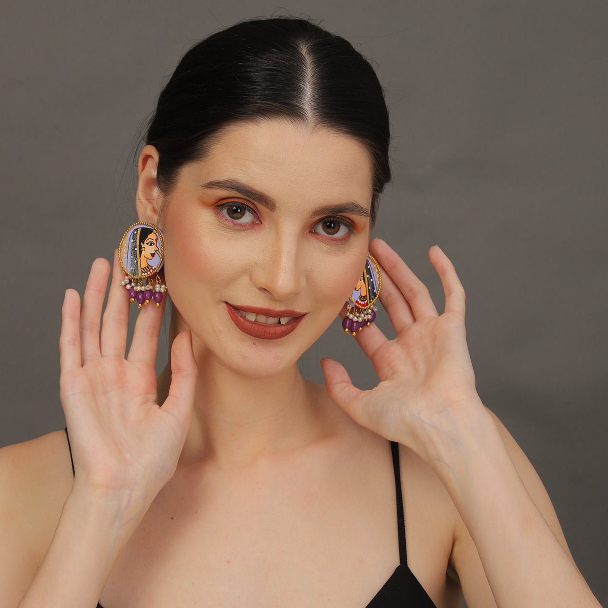 Mini Classic Multi Color Hand Painted Stud (Earrings) HP - ER - 122 - KHOJ.CITY