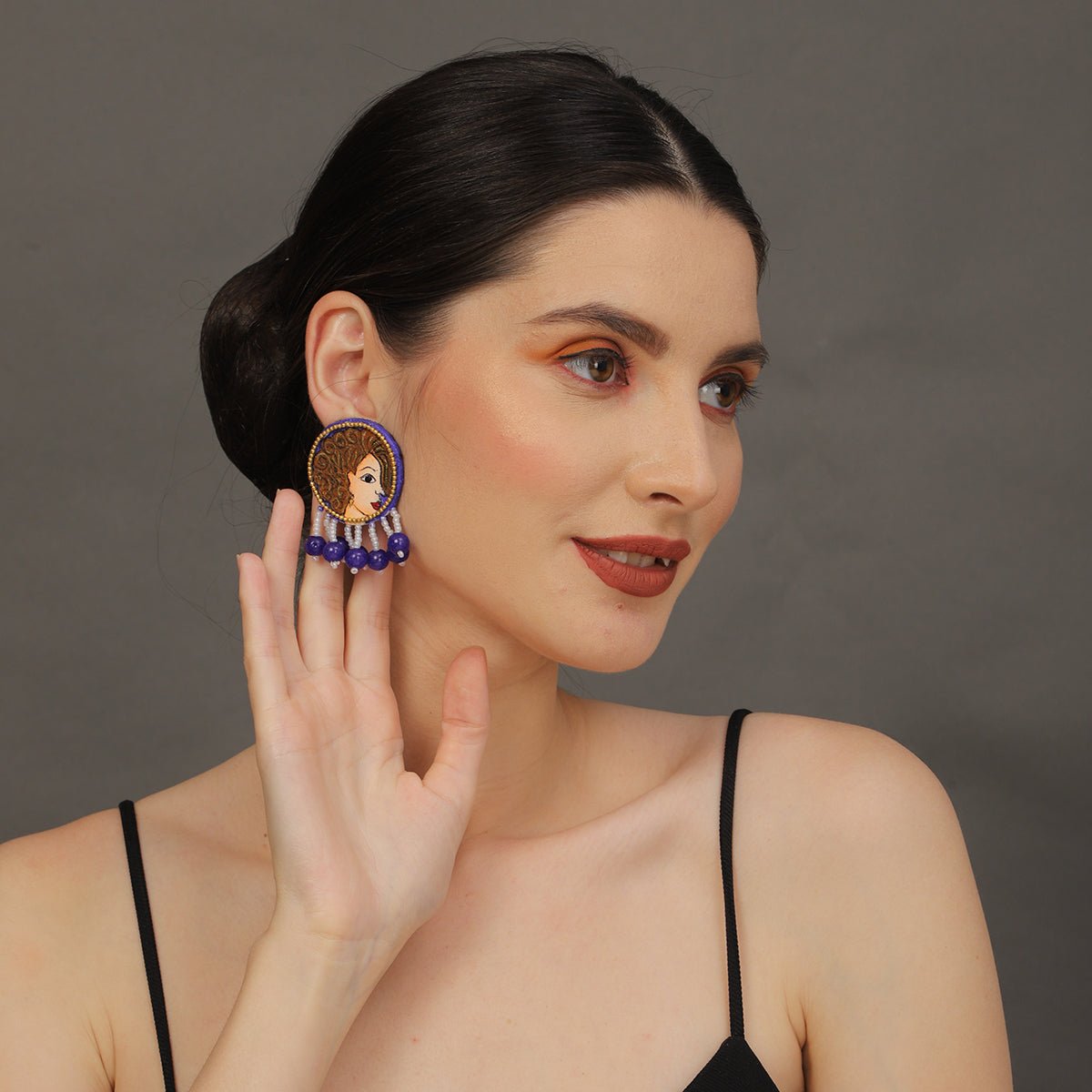 Mini Classic Multi Color Hand Painted Stud (Earrings) HP - ER - 123 - KHOJ.CITY