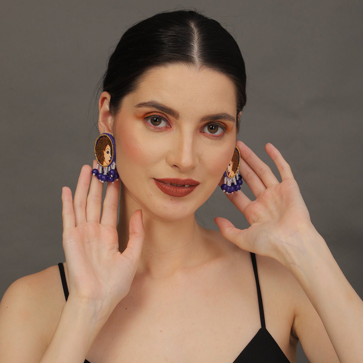 Mini Classic Multi Color Hand Painted Stud (Earrings) HP - ER - 123 - KHOJ.CITY