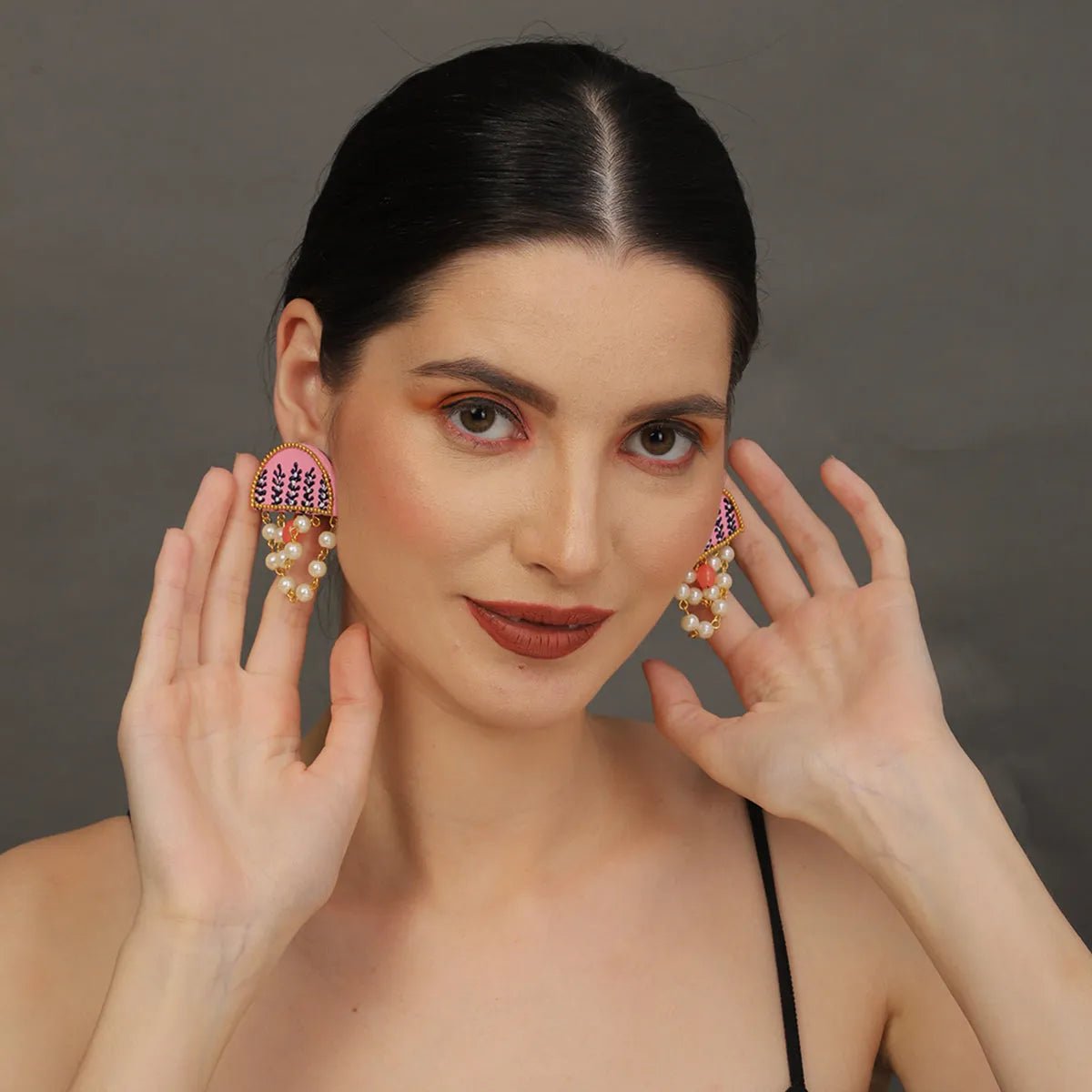 Mini Classic Multi Color Hand Painted Stud (Earrings) HP - ER - 131 - KHOJ.CITY