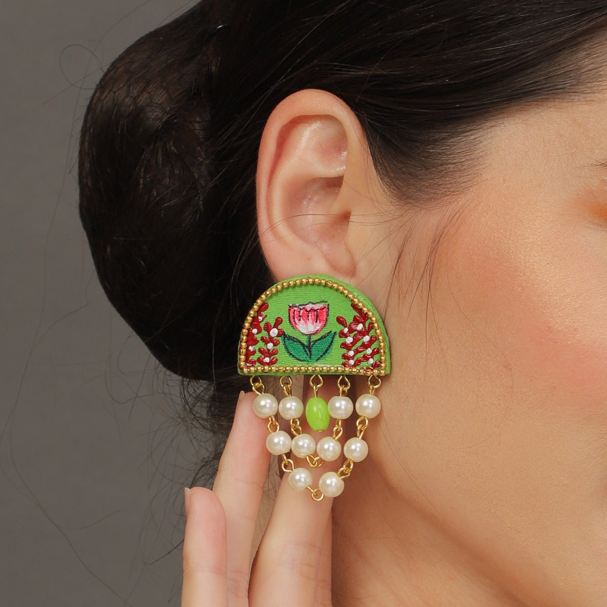 Mini Classic Multi Color Hand Painted Stud (Earrings) HP - ER - 132 - KHOJ.CITY