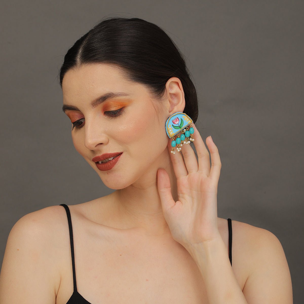Mini Classic Multi Color Hand Painted Stud (Earrings) HP - ER - 133 - KHOJ.CITY