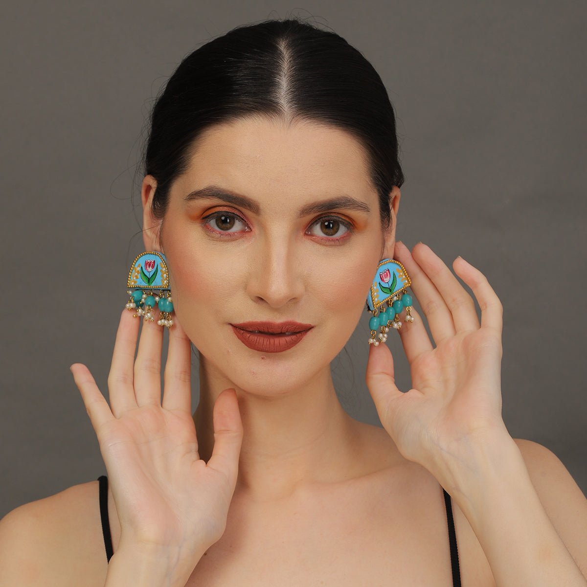 Mini Classic Multi Color Hand Painted Stud (Earrings) HP - ER - 133 - KHOJ.CITY