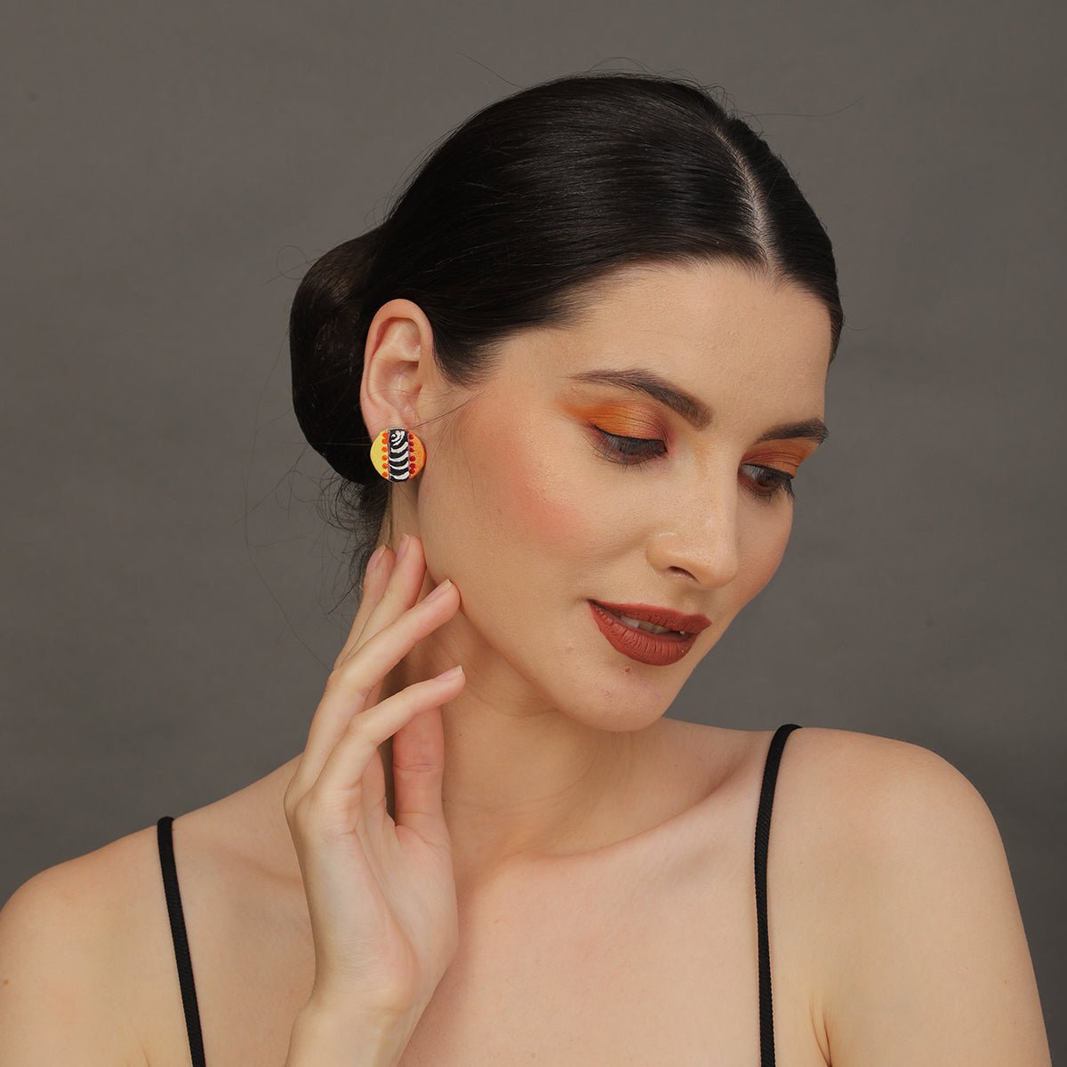 Mini Classic Multi Color Hand Painted Stud (Earrings) HP - ER - 221 - KHOJ.CITY