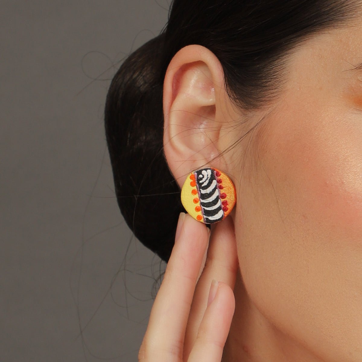 Mini Classic Multi Color Hand Painted Stud (Earrings) HP - ER - 221 - KHOJ.CITY