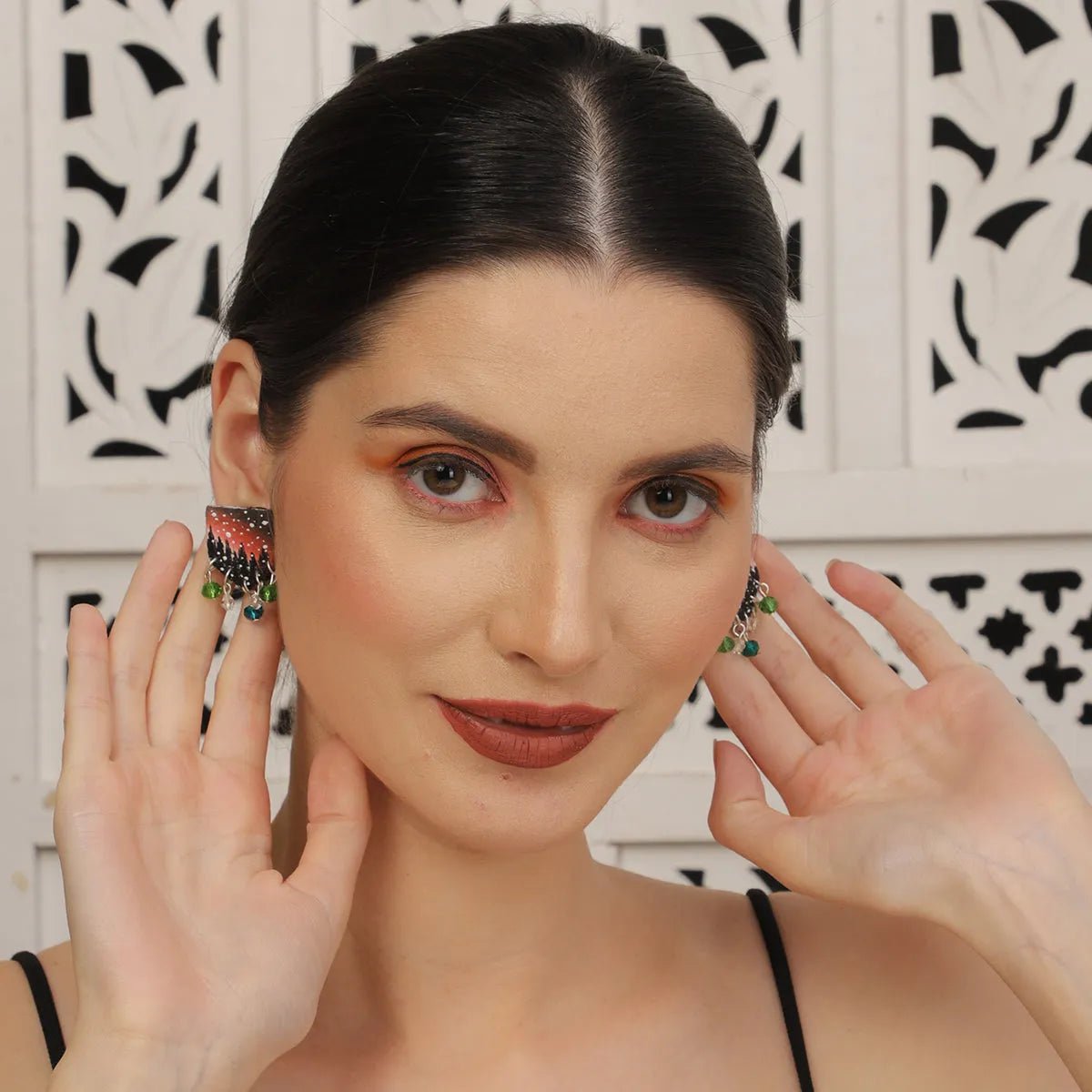 Mini Classic Multi Color Hand Painted Stud (Earrings) HP - ER - 223 - KHOJ.CITY