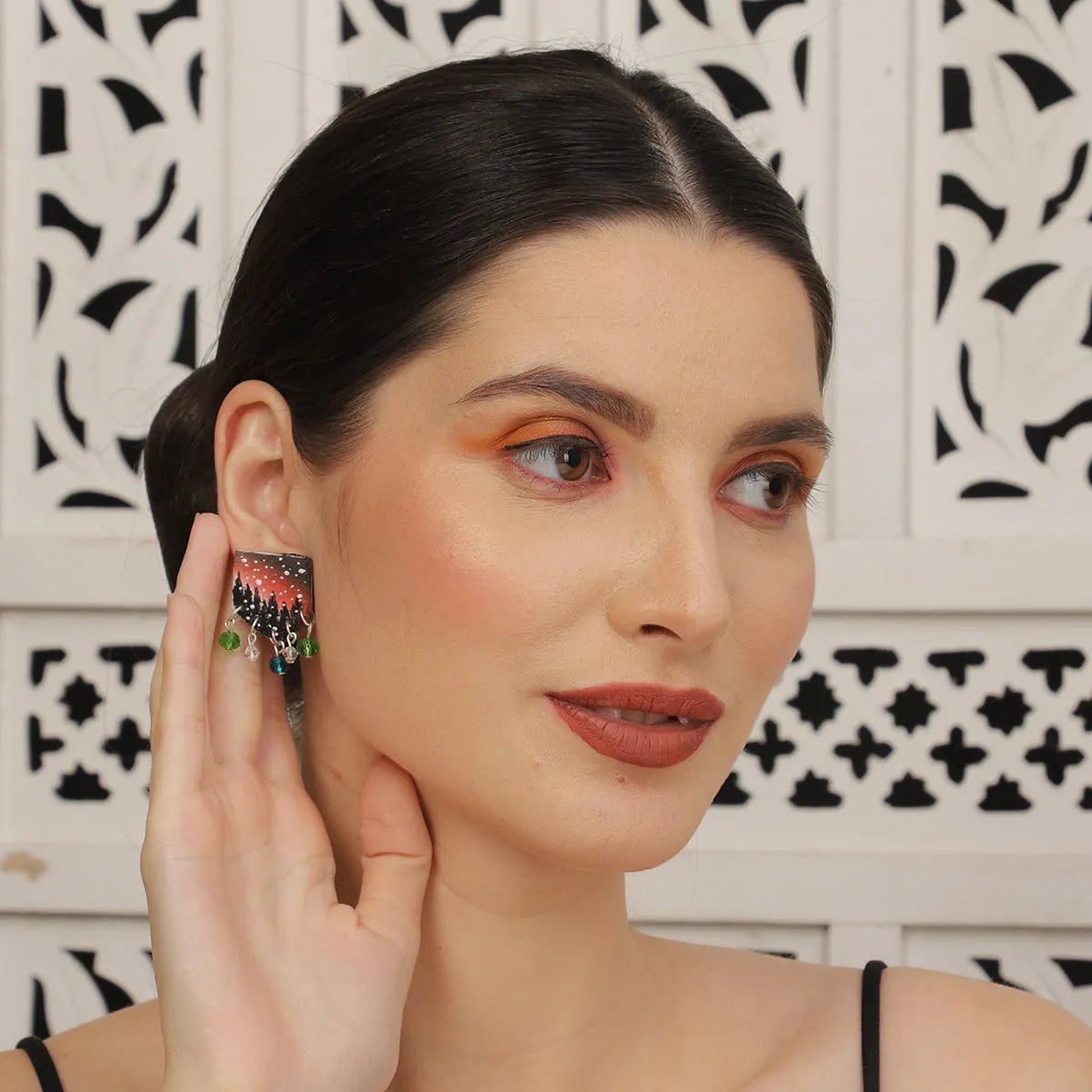Mini Classic Multi Color Hand Painted Stud (Earrings) HP - ER - 223 - KHOJ.CITY