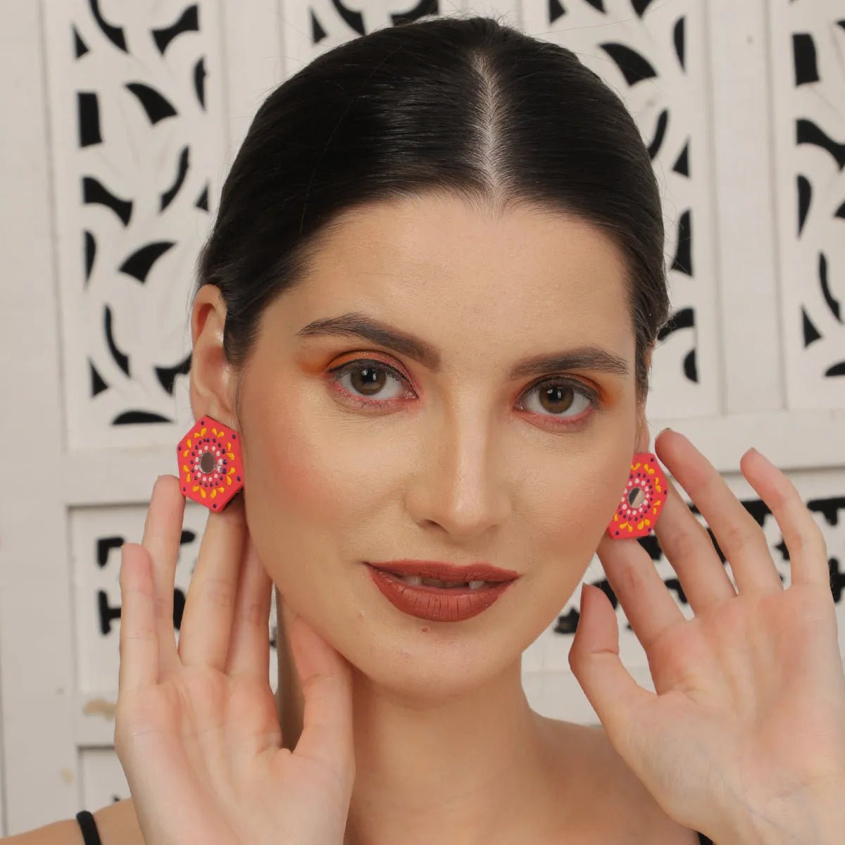 Mini Classic Multi Color Hand Painted Stud (Earrings) HP - ER - 226 - KHOJ.CITY