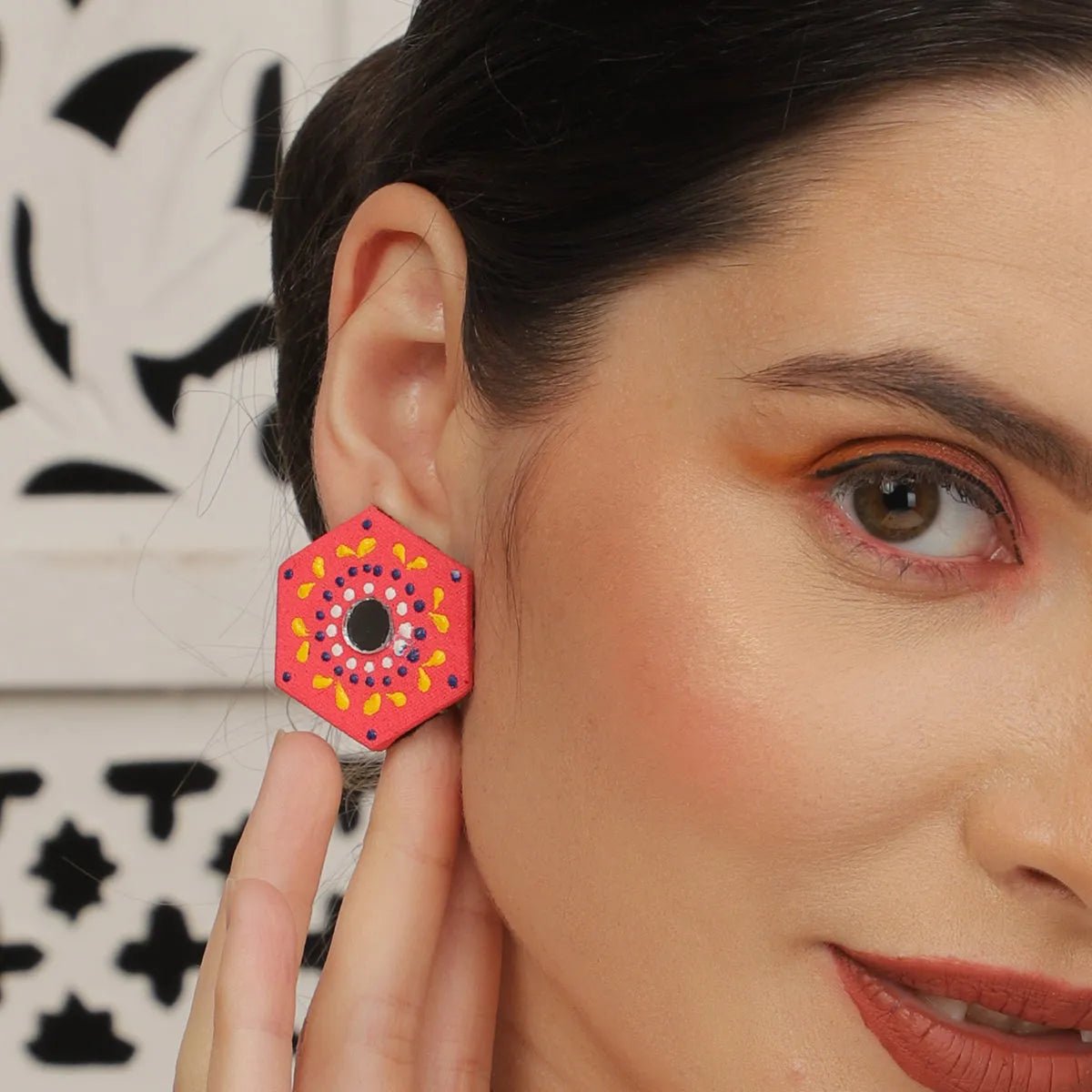 Mini Classic Multi Color Hand Painted Stud (Earrings) HP - ER - 226 - KHOJ.CITY