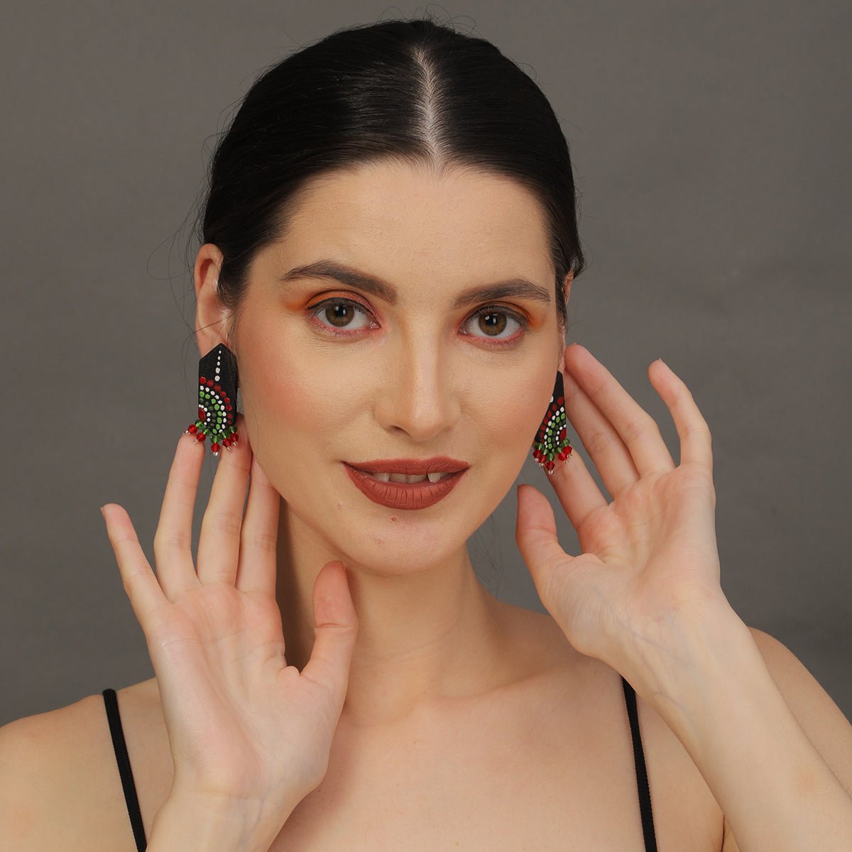 Mini Classic Multi Color Hand Painted Stud (Earrings) HP - ER - 237 - KHOJ.CITY