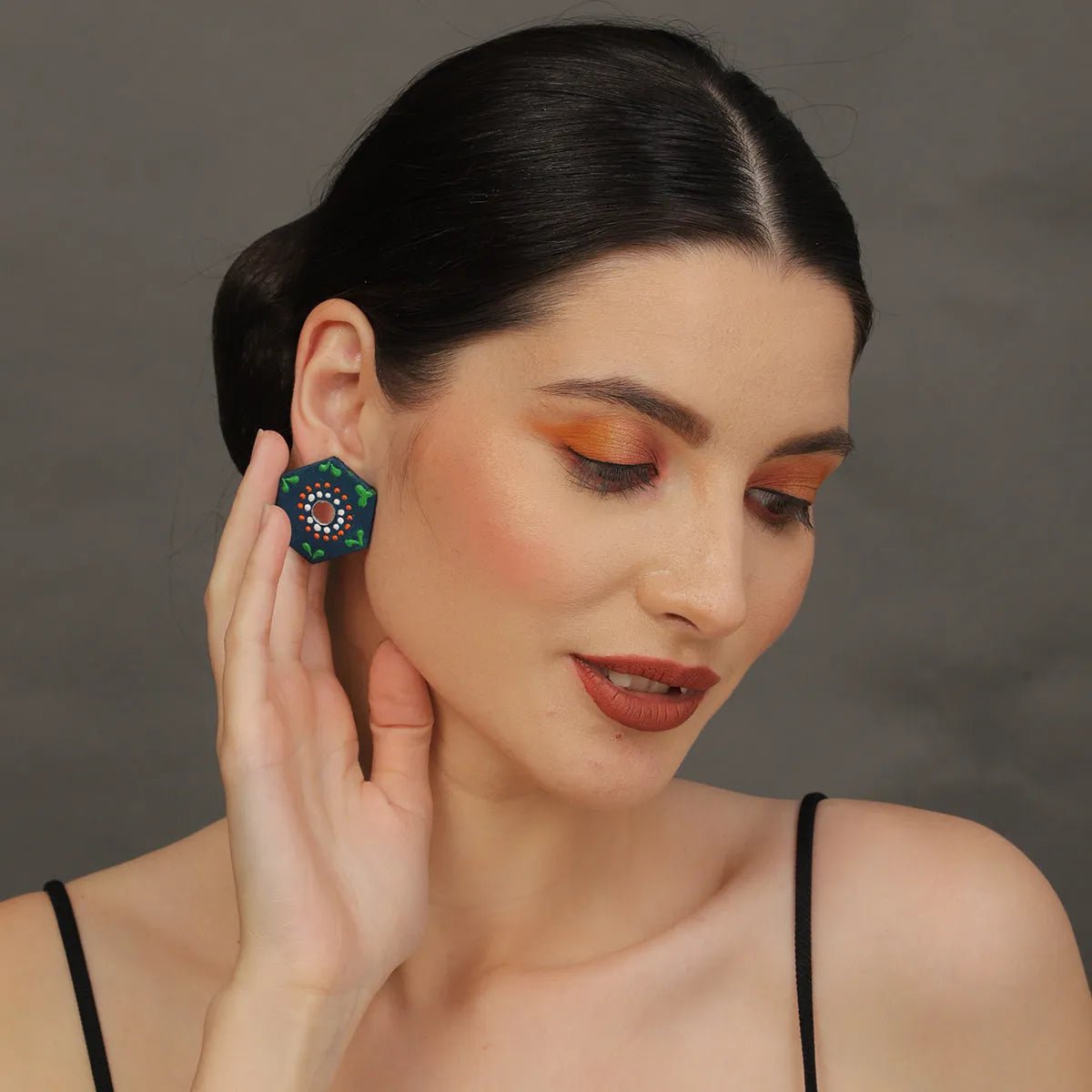 Mini Classic Multi Color Hand Painted Stud (Earrings) HP - ER - 239 - KHOJ.CITY