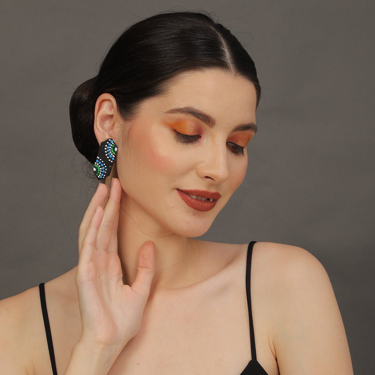 Mini Classic Multi Color Hand Painted Stud (Earrings) HP - ER - 240 - KHOJ.CITY