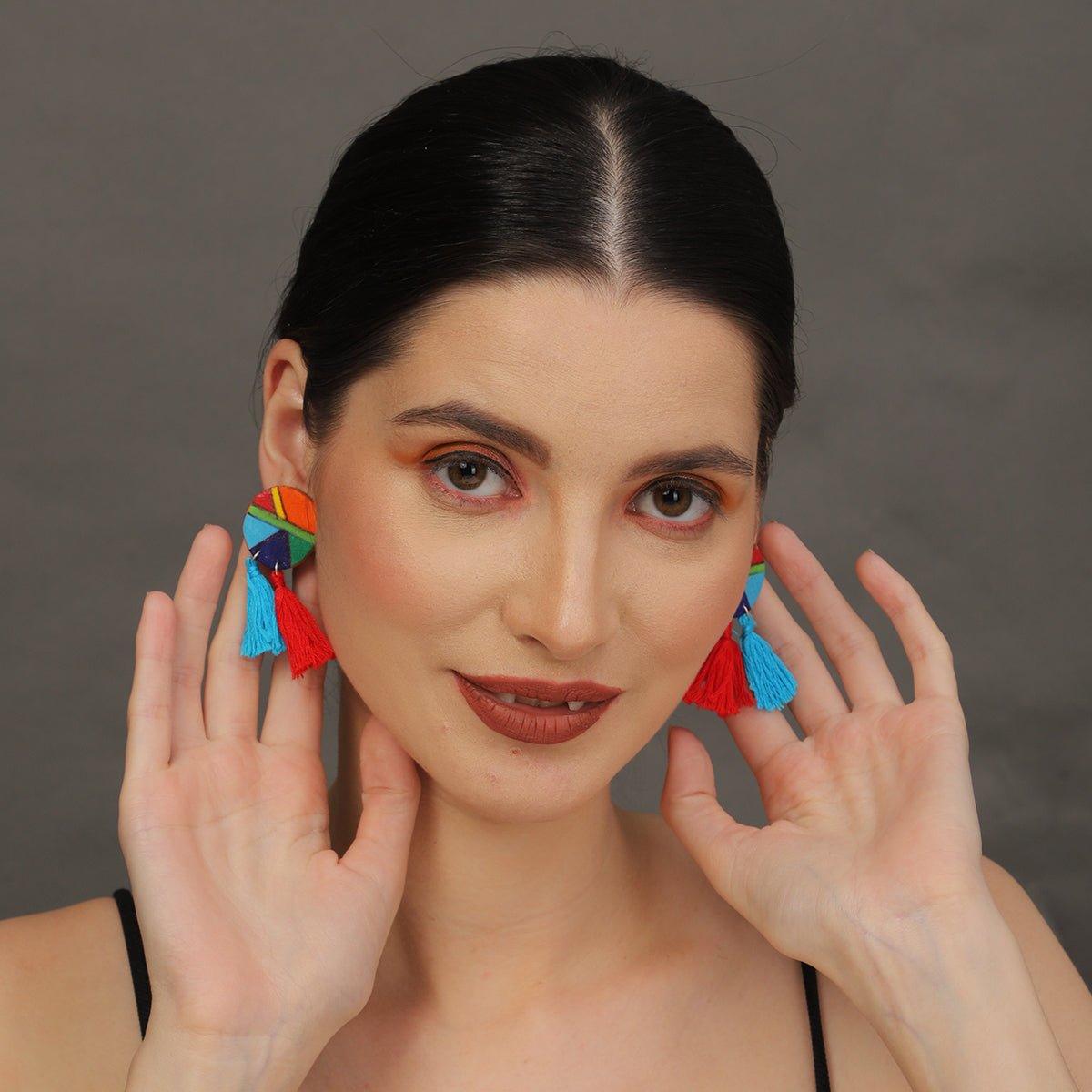 Mini Classic Multi Color Hand Painted Stud (Earrings) HP - ER - 244 - KHOJ.CITY