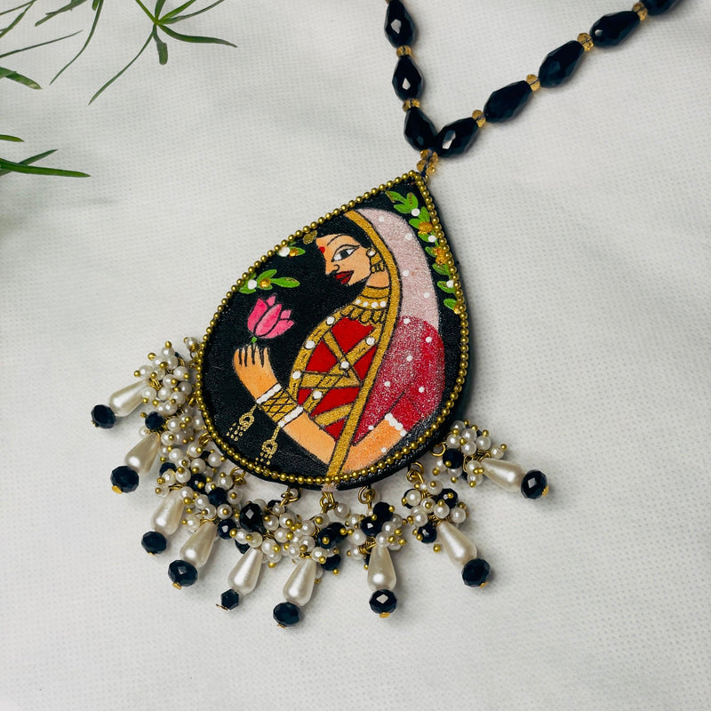 Mithila Handpainted Black (Necklace) - KHOJ.CITY